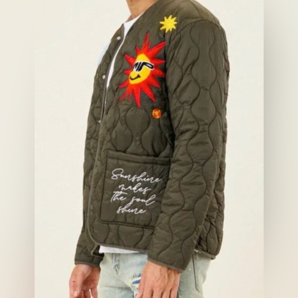 First Row Rain Or Shine Quilted Olive Liner Puff Jacket Sz Small Unisex - Picture 3 of 5